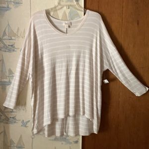 Style&co cream and white stripped top longer in back size Medium never worn
